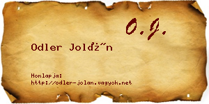Odler Jolán névjegykártya